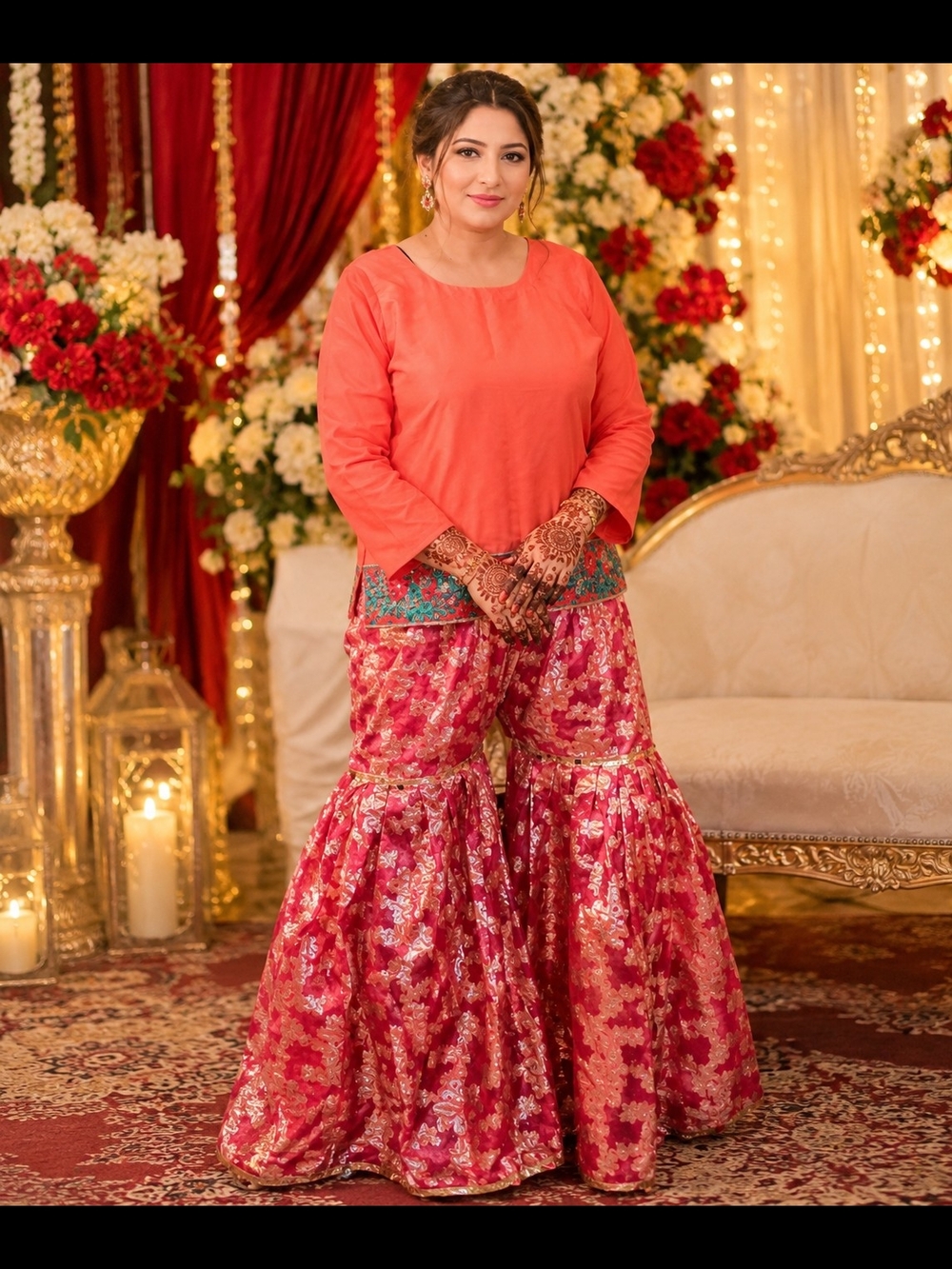 Pakistani Indian Gharara Set Women Wedding Mehndi Festive Party Outfit